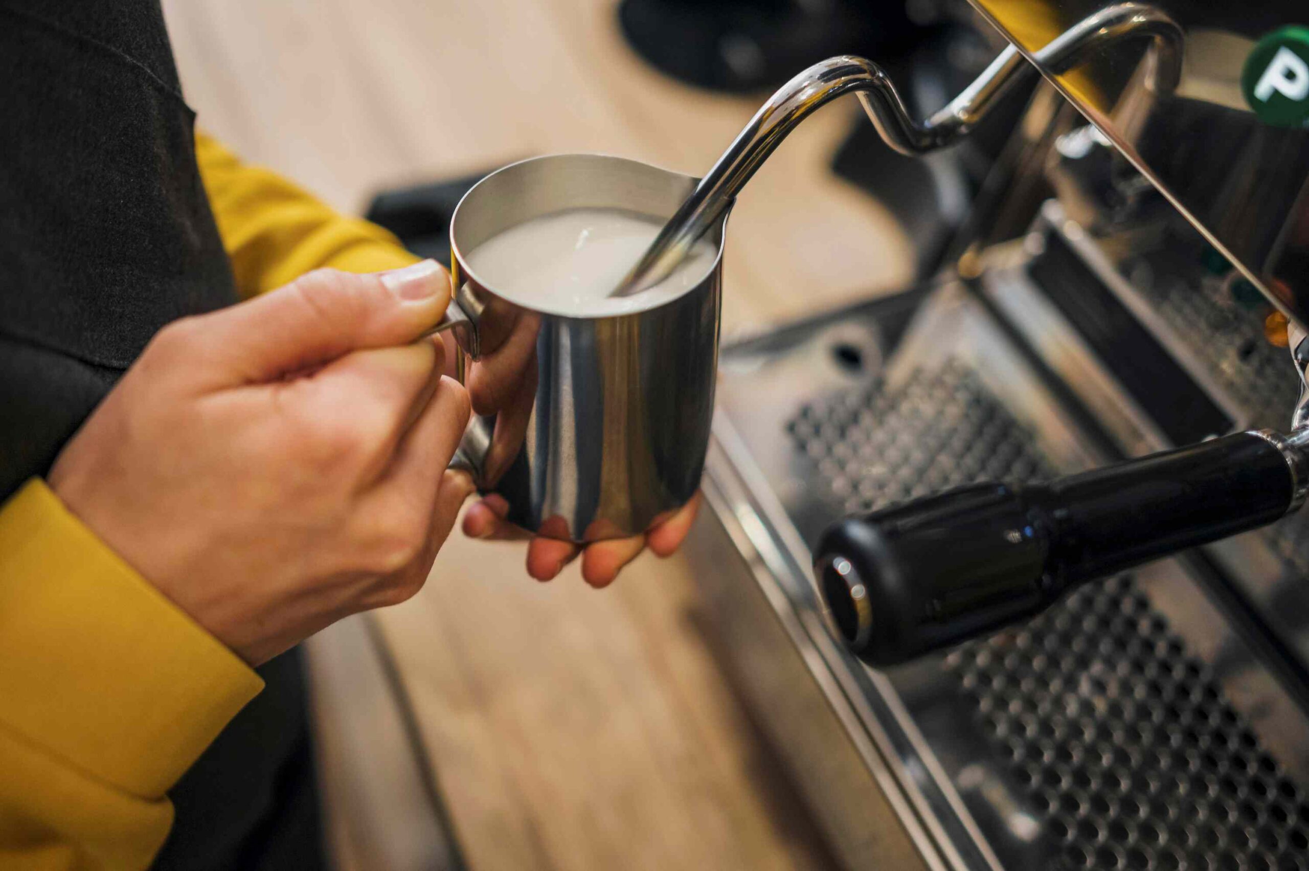 Barista making coffee